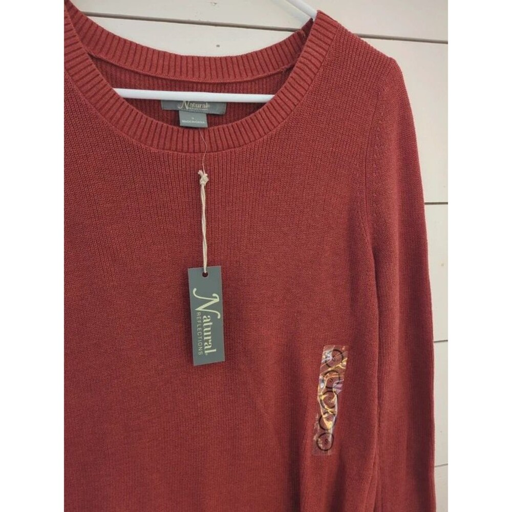 NWT natural reflections rust brown small tunic sweater top fall boho